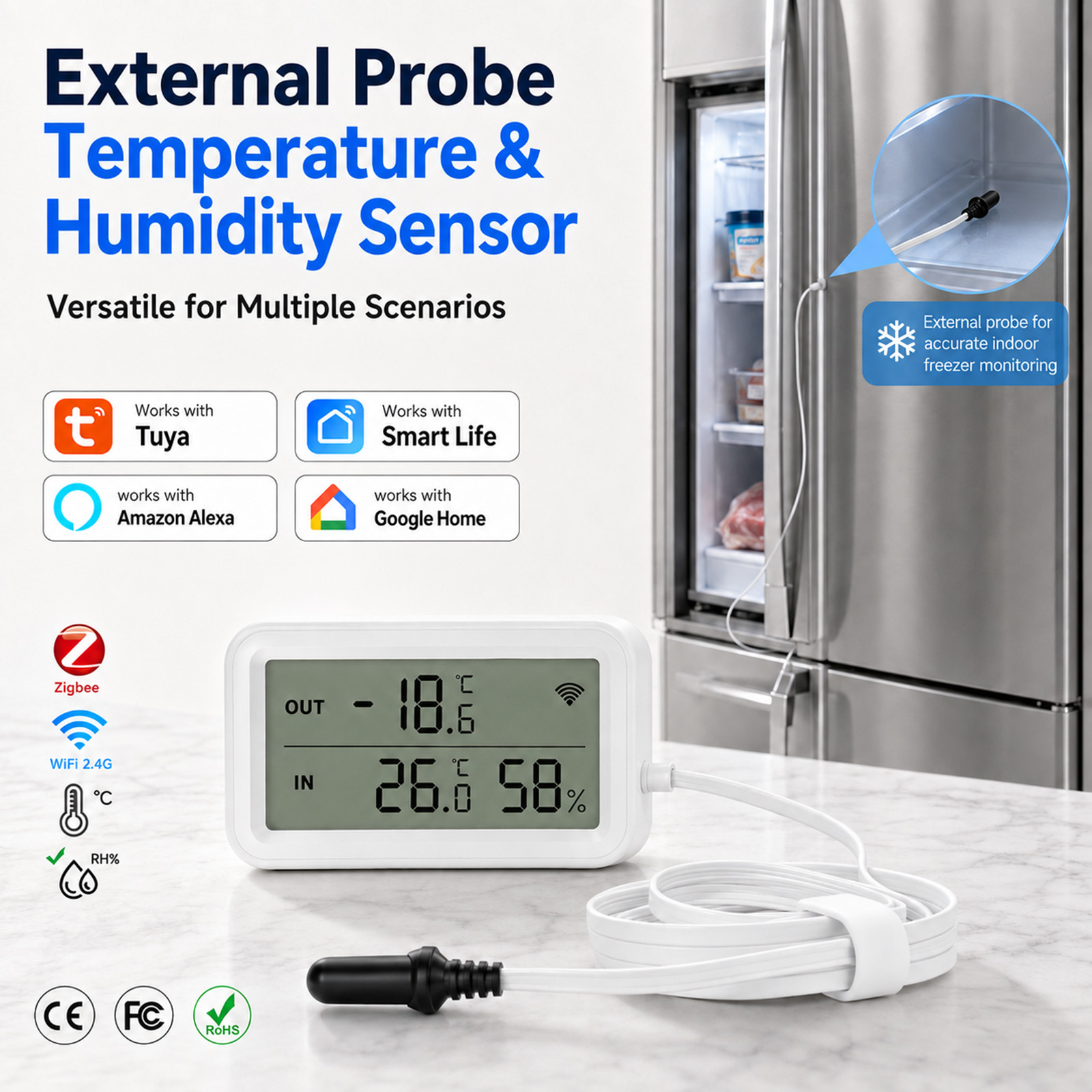 Wifi Thermostat - External Waterproof Probe Temperature Humidity Sensor