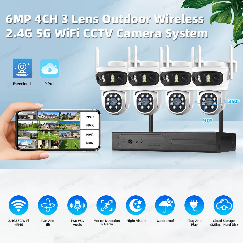 2026 Hongnaer 6MP 4CH 3 Lens 2 - Security Ip Camera 评论和价格