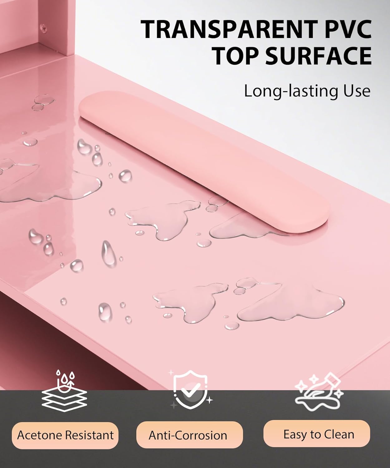 Pink Nail Table for Nail Tech, - Smart Home Pc 评论和价格