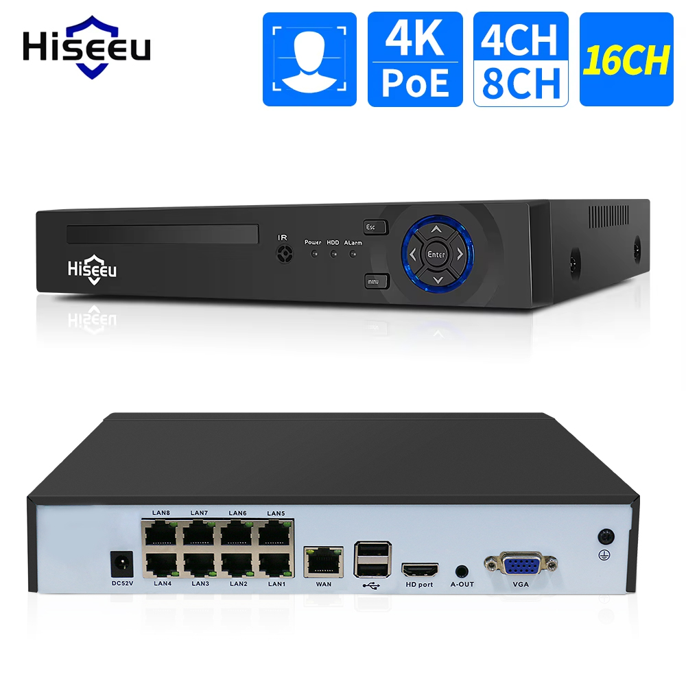 Hiseeu 4CH 10CH 16CH 4K 8MP 5M - Security Ip Camera 评论和价格