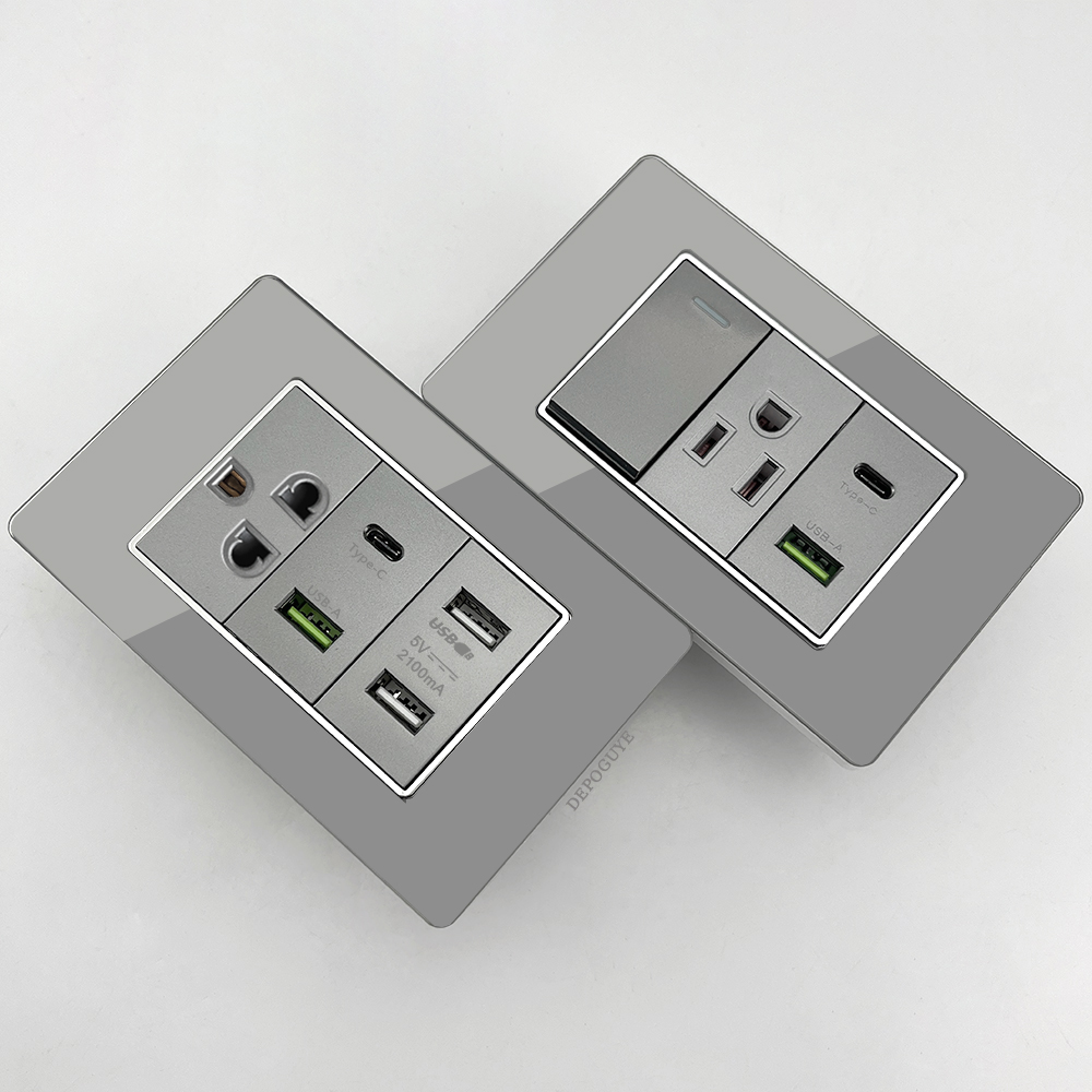 Grey Tempered Glass American U - Smart Home Usb 评论和价格