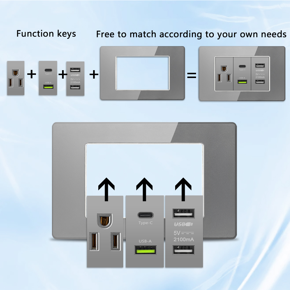 Grey Tempered Glass American U - Smart Home Usb 评论和价格
