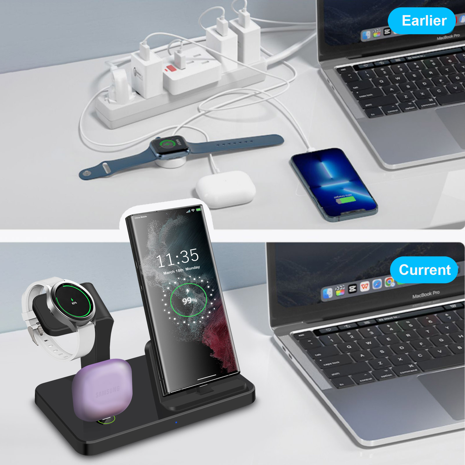 Desk 3 in 1 Type C Port Wirele - Smart Home Office 评论和价格