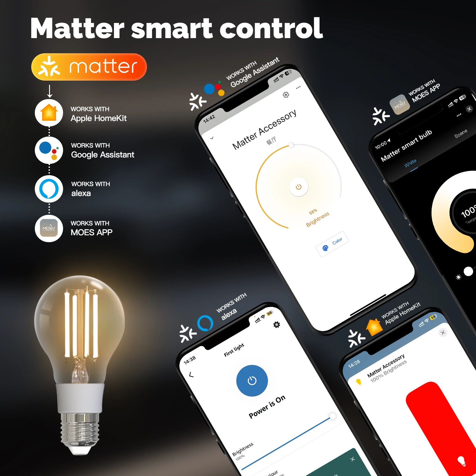 MOES TUYA Matter Smart Filamen - Smart Bulb 评论和价格